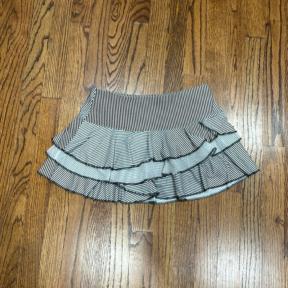 Lucky In Love Black and White Stripped Tennis Skirt -Size Small